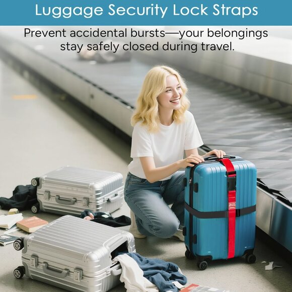 Adjustable Luggage Straps – Black & Orange– New - Picture 4 of 8